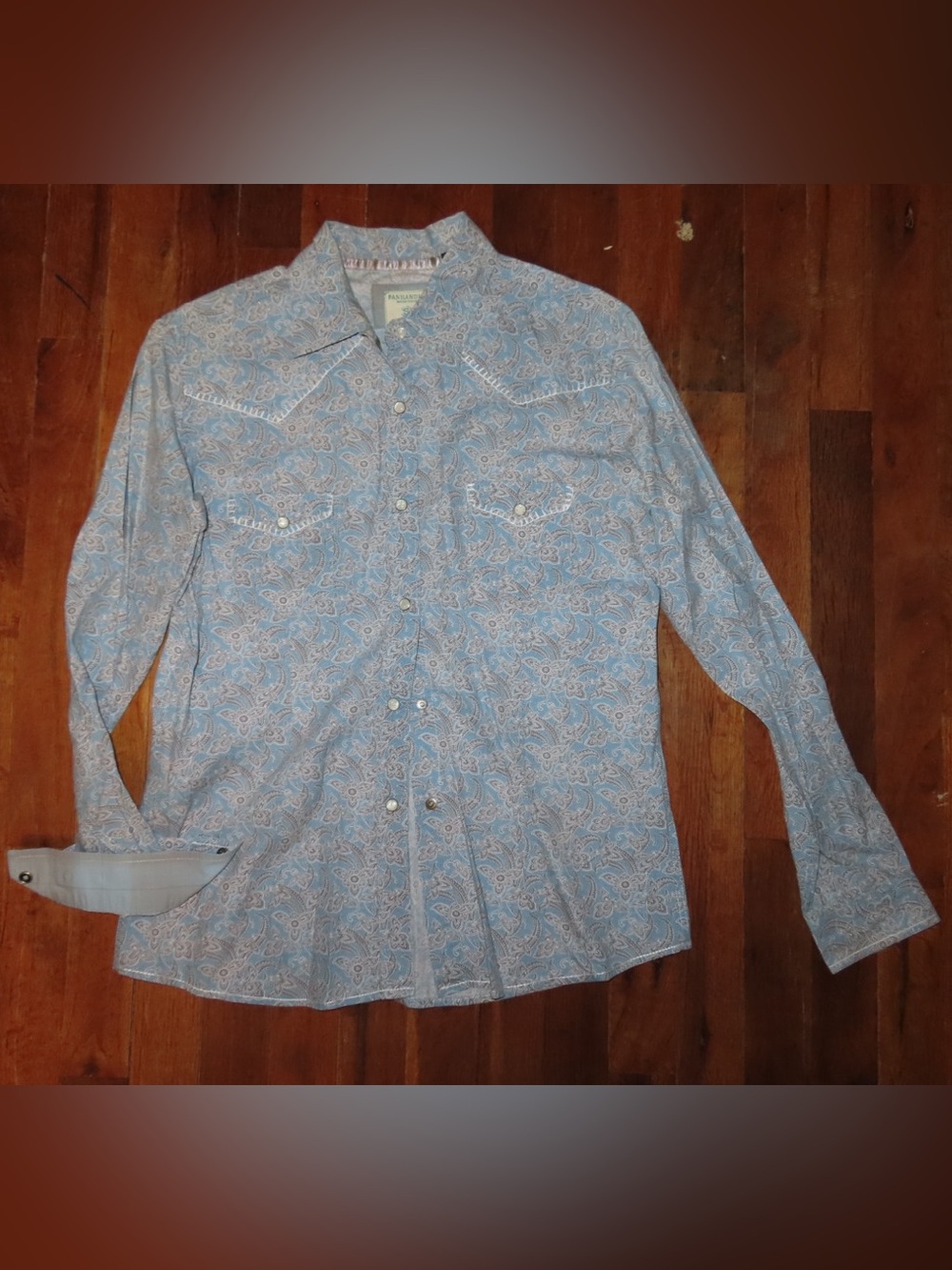 Light Blue Paisley Western Button-Down Shirt